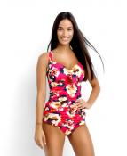 RASPBERRY PRINT RUCHED BIKINI TOP FOR LARGER CUP SIZES